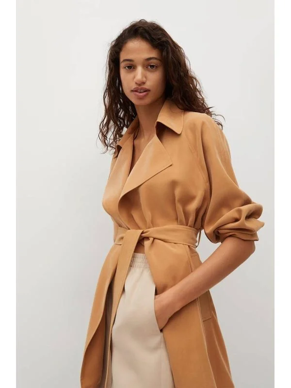 Trenci Mango EU 34 | Cărămiziu, Fără glugă, Monocrom, Poliester - Image 2