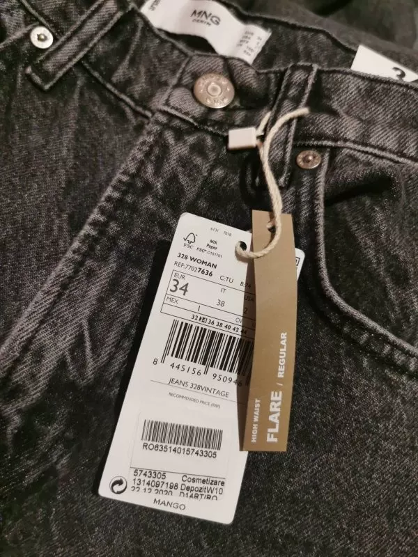 Blugi Mango EU 34 | Gri, Lungi, Denim - Image 6