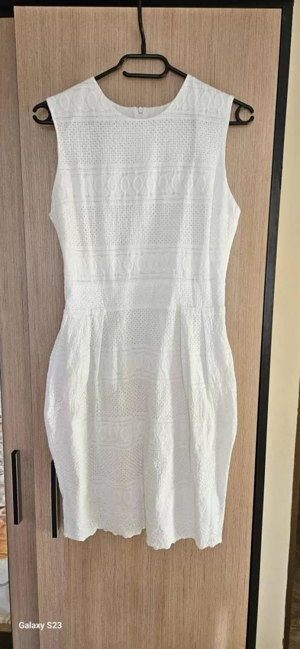 Rochie casual PNK EU 40 | Alb, Midi, Bumbac - Image 2