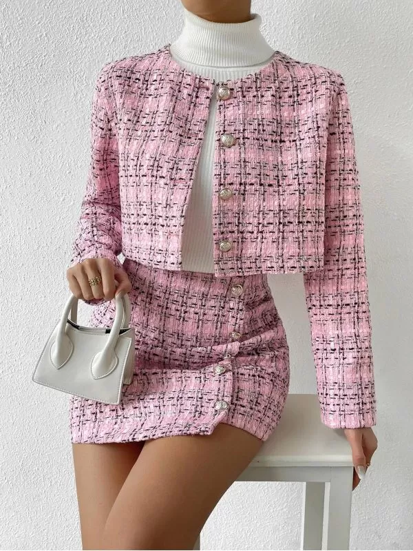 Costum cu sacou și pantaloni Shein XS | Roz, Poliester - Image 3