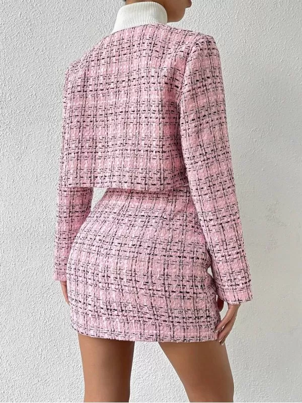 Costum cu sacou și pantaloni Shein XS | Roz, Poliester - Image 4