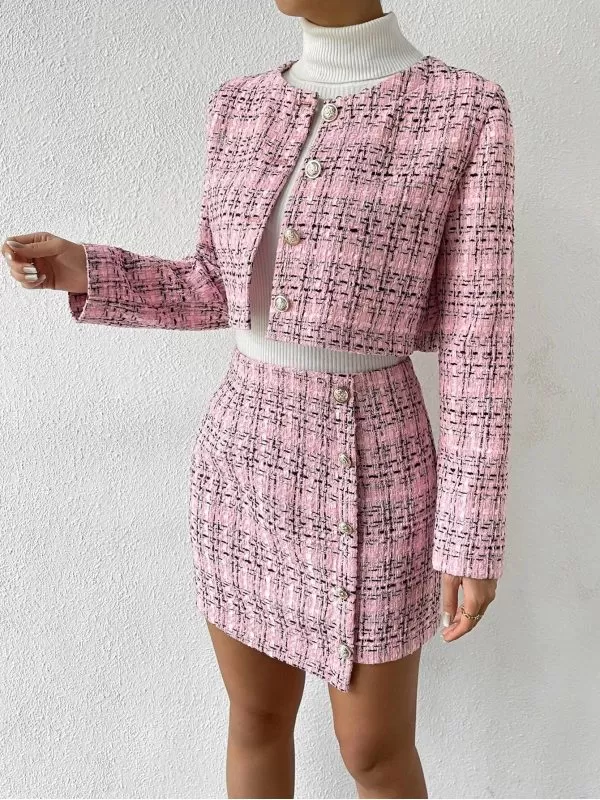 Costum cu sacou și pantaloni Shein XS | Roz, Poliester - Image 6