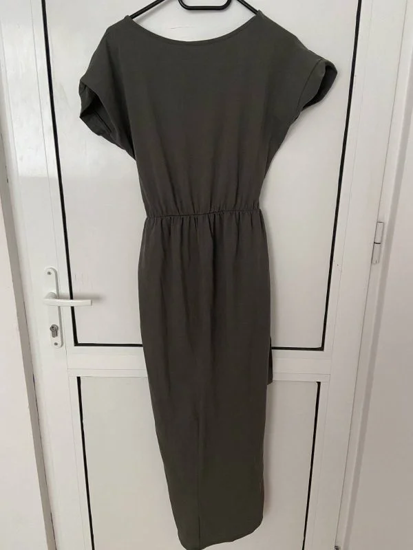 Rochie de seară EDREHI M | Gri, Maxi, Bumbac - Image 2