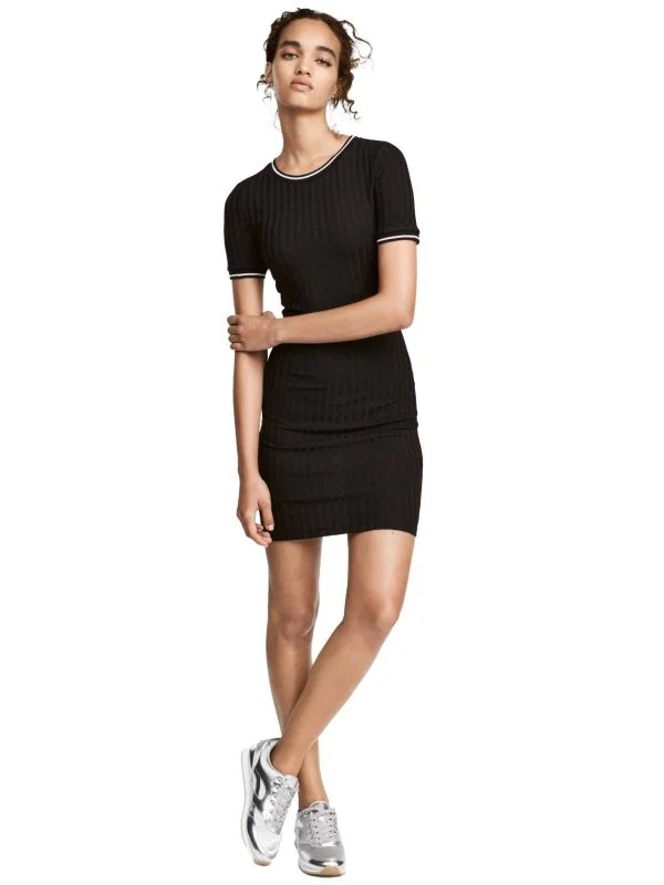 Rochie casual H&M M | Negru, Mini, Poliester