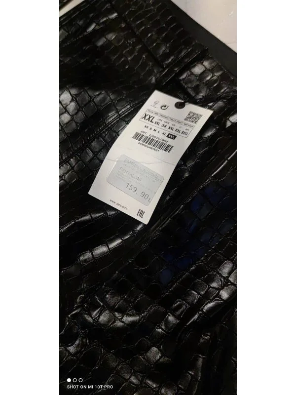 Pantaloni Zara XXL | Negru, Lungi, Piele ecologică - Image 7