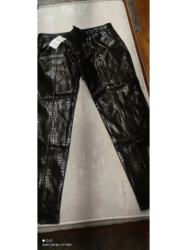 Pantaloni Zara XXL | Negru, Lungi, Piele ecologică - Image 5