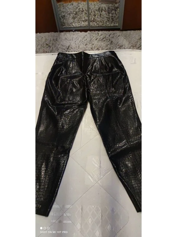 Pantaloni Zara XXL | Negru, Lungi, Piele ecologică - Image 9