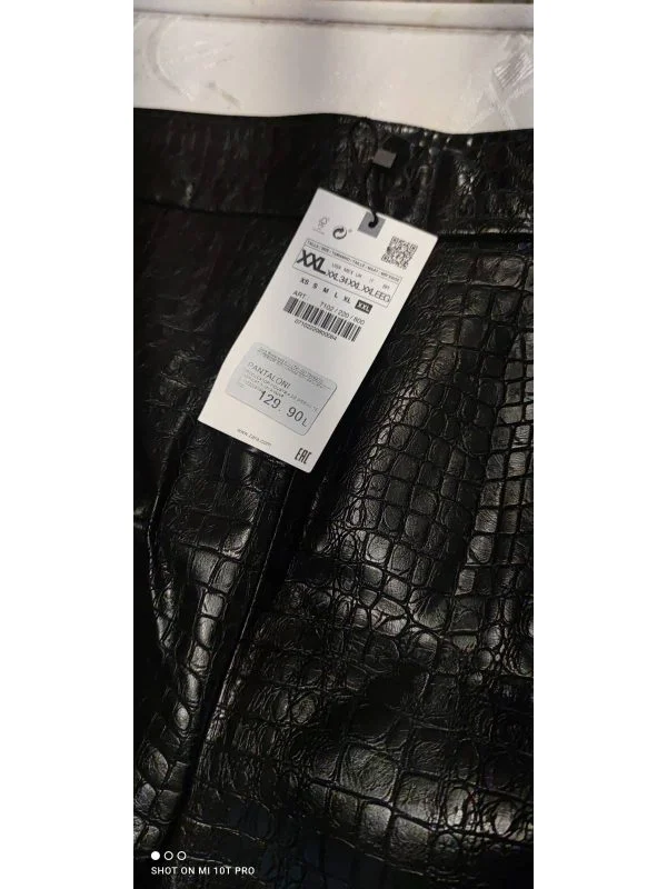 Pantaloni Zara XXL | Negru, Lungi, Piele ecologică - Image 6