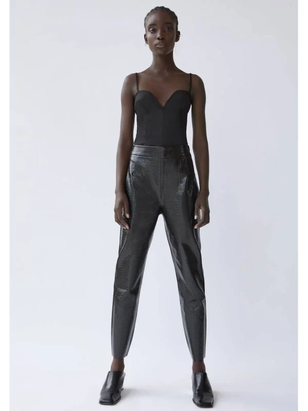 Pantaloni Zara XXL | Negru, Lungi, Piele ecologică - Image 5