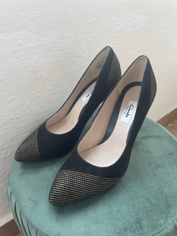 Pantofi cu toc înalt CLARKS EU 39 | Negru, Tweed - Image 2