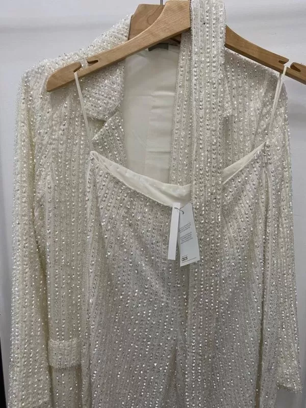 Costum cu sacou și pantaloni ASOS EU 36 | Alb, Poliester - Image 4