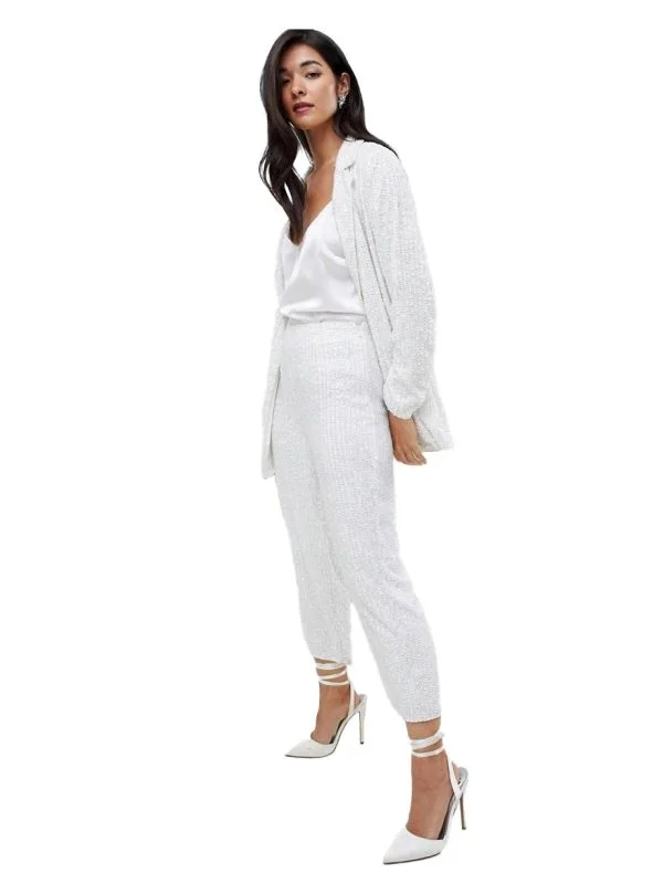 Costum cu sacou și pantaloni ASOS EU 36 | Alb, Poliester