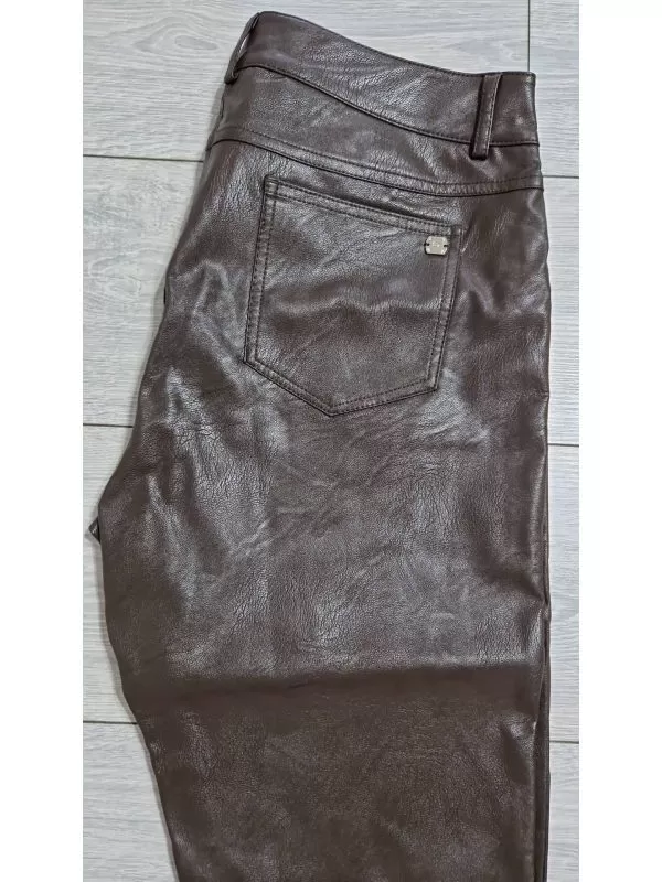 Pantaloni Motivi EU 44 | Maro, Lungi, Piele ecologică - Image 6