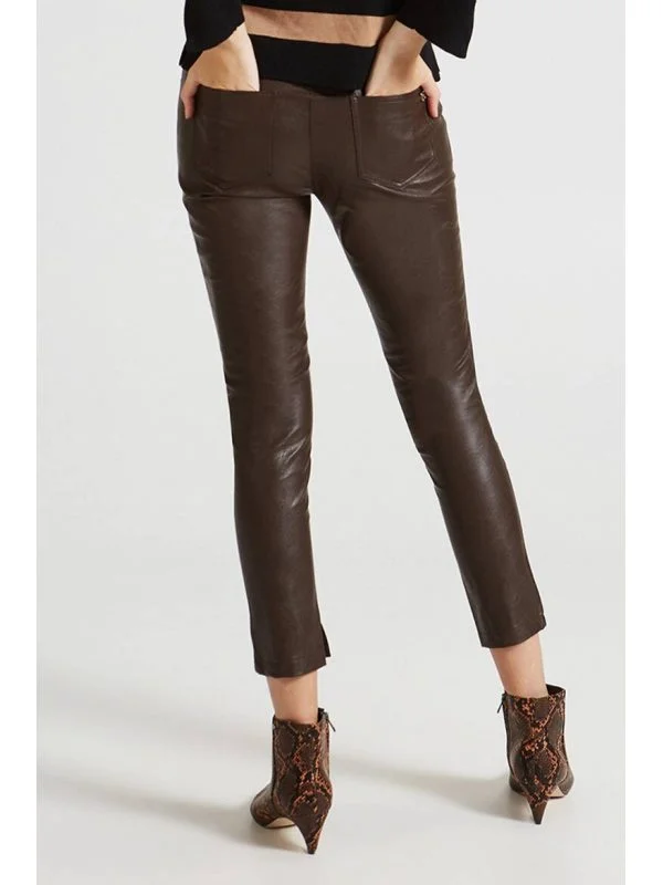 Pantaloni Motivi EU 44 | Maro, Lungi, Piele ecologică - Image 3