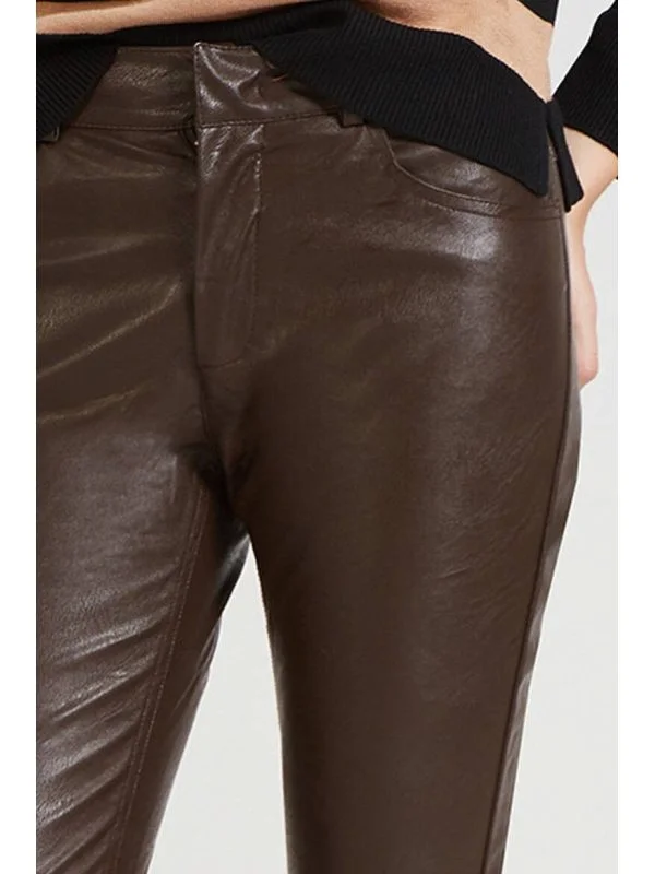 Pantaloni Motivi EU 44 | Maro, Lungi, Piele ecologică - Image 4