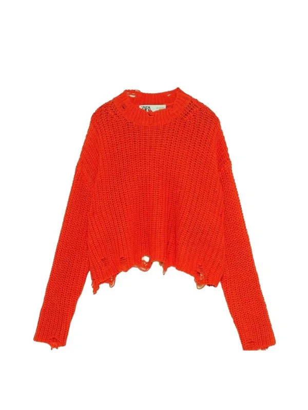 Pulover Zara S | Portocaliu, Normal, Regular fit