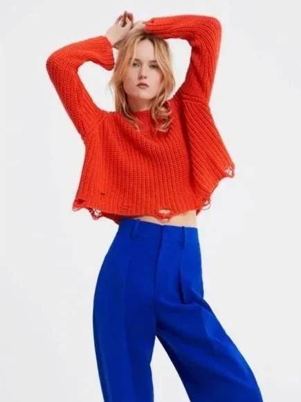 Pulover Zara S | Portocaliu, Normal, Regular fit - Image 2
