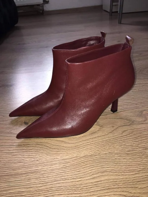 Ghete Zara EU 38 | Burgundy, Piele naturală - Image 6