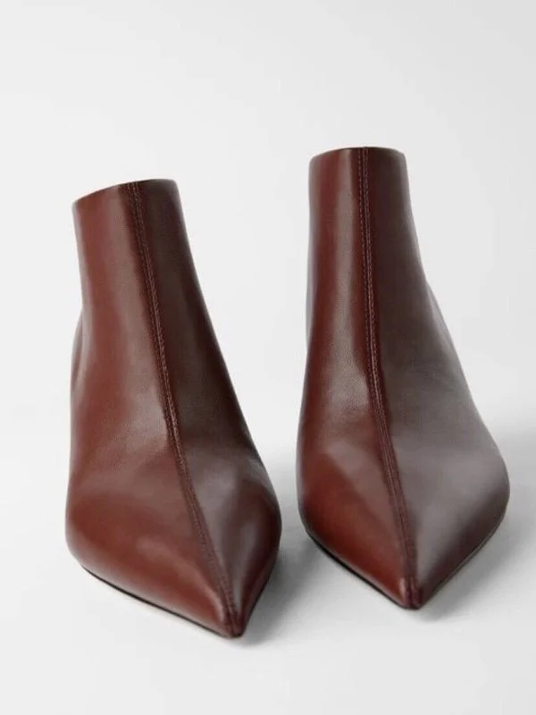 Ghete Zara EU 38 | Burgundy, Piele naturală - Image 2