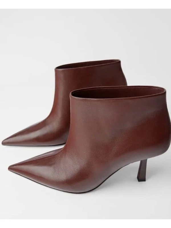 Ghete Zara EU 38 | Burgundy, Piele naturală - Image 4