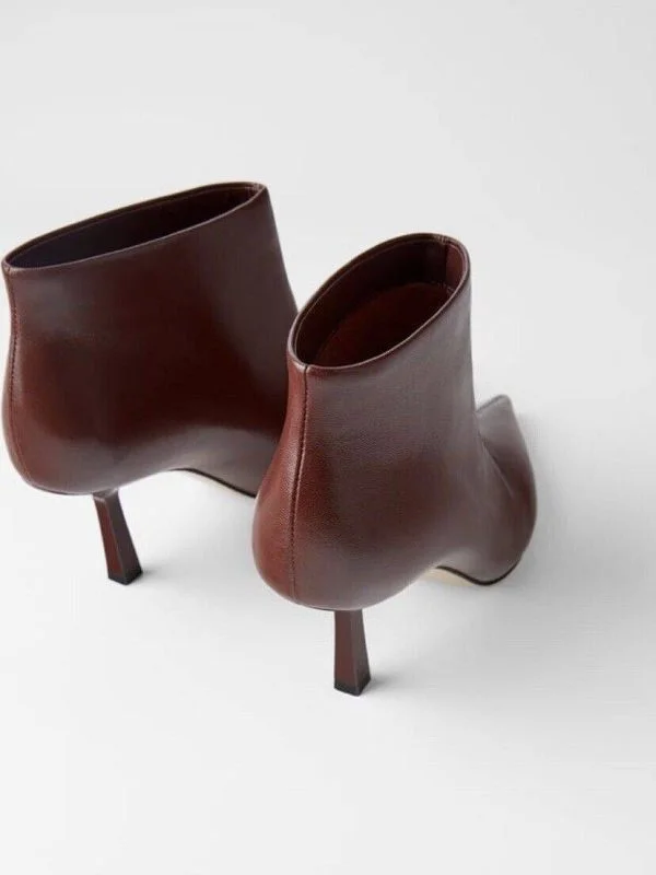 Ghete Zara EU 38 | Burgundy, Piele naturală - Image 3
