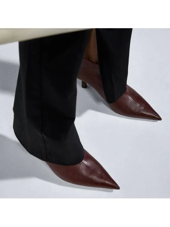 Ghete Zara EU 38 | Burgundy, Piele naturală - Image 5