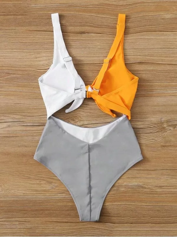 Costum de baie întreg Shein EU 38 | Gri, Elastan - Image 2