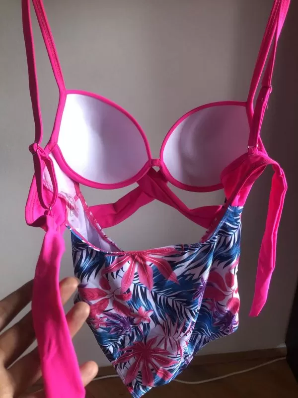 Costum de baie întreg Shein S | Roz, Design petrecut, Elastan - Image 6
