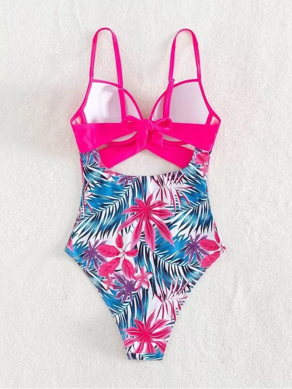 Costum de baie întreg Shein S | Roz, Design petrecut, Elastan - Image 2
