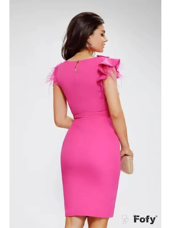 Rochie de seară FOFY EU 42 | Roz, Midi, Poliester - Image 2