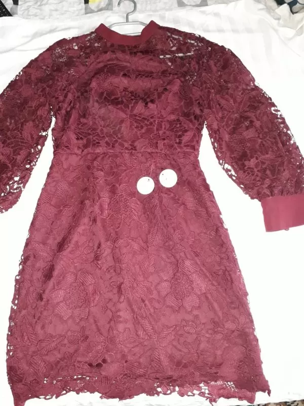 Rochie casual Chi London EU 36 | Burgundy, Mini, Bumbac - Image 7