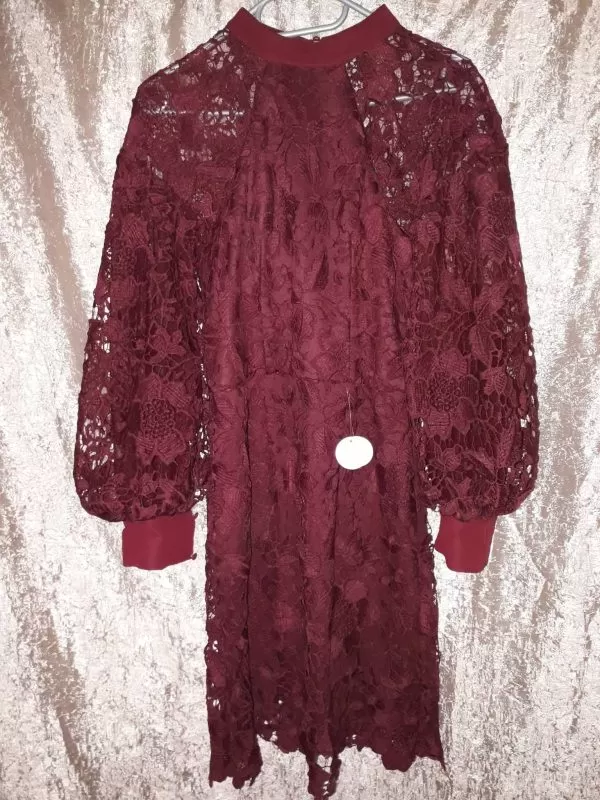 Rochie casual Chi London EU 36 | Burgundy, Mini, Bumbac - Image 6