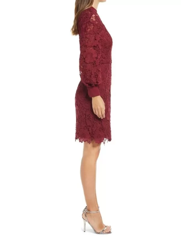 Rochie casual Chi London EU 36 | Burgundy, Mini, Bumbac - Image 4