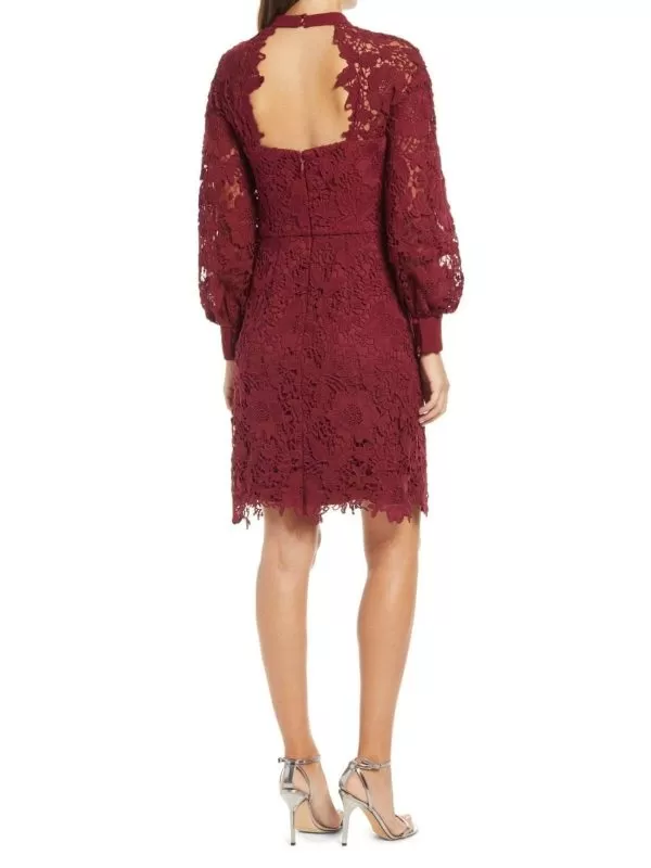 Rochie casual Chi London EU 36 | Burgundy, Mini, Bumbac - Image 5