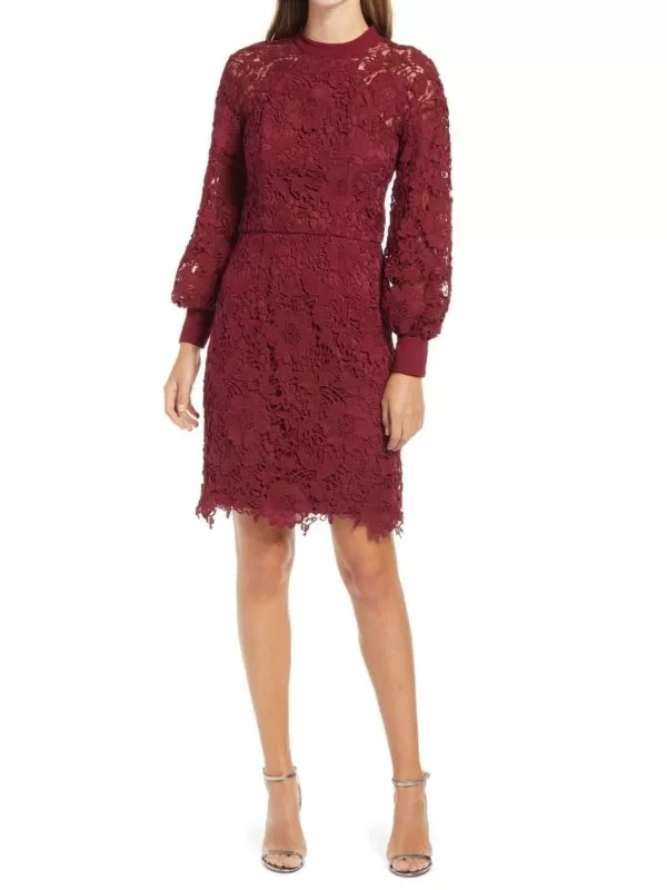Rochie casual Chi London EU 36 | Burgundy, Mini, Bumbac - Image 3