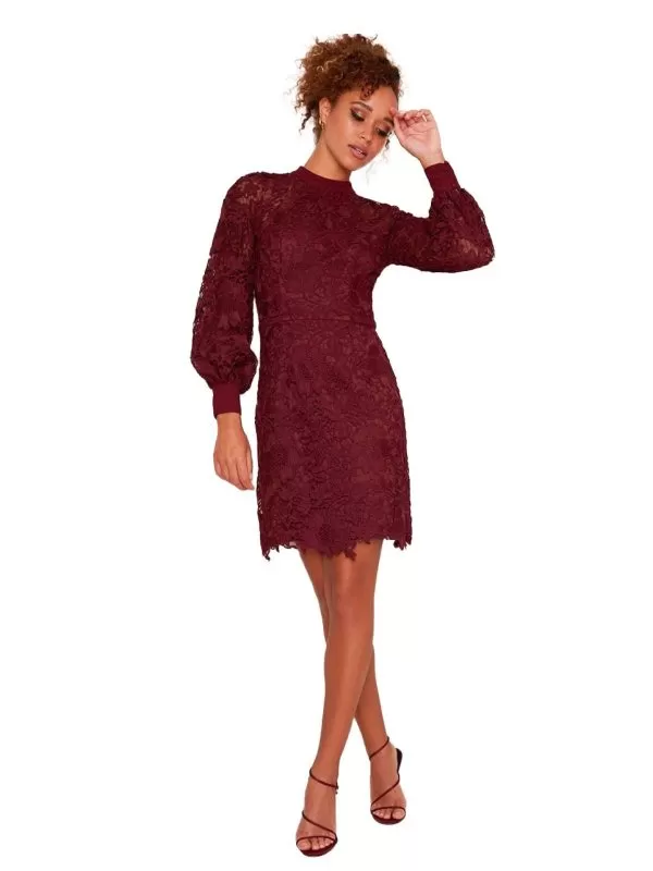 Rochie casual Chi London EU 36 | Burgundy, Mini, Bumbac