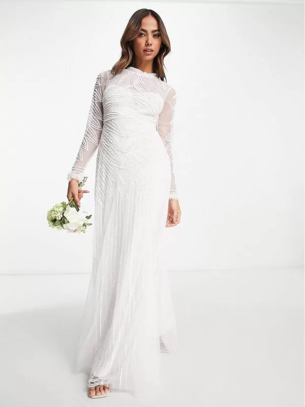 Rochie casual ASOS EU 34 | Alb, Maxi, Poliester - Image 2