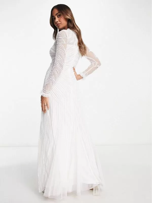 Rochie casual ASOS EU 34 | Alb, Maxi, Poliester - Image 3