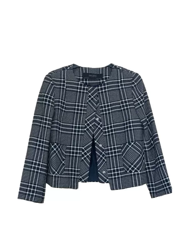 Sacou Zara EU 38 | Negru, Normal, Mânecă lungă, Carouri
