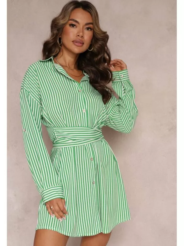 Rochie casual BORN2BE M | Verde, Mini, Vâscoză - Image 2