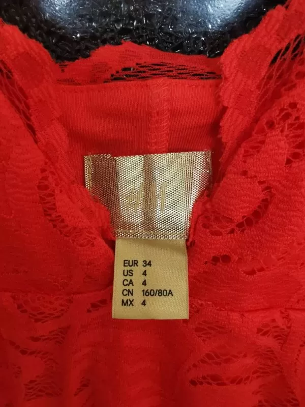 Rochie de seară H&M EU 34 | Roșu, Mini, Bretele subțiri - Image 4