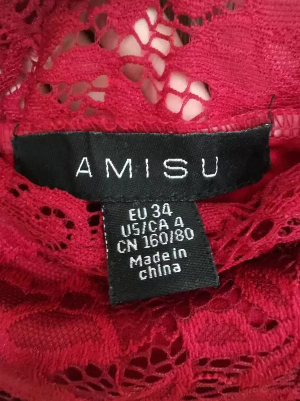 Rochie de seară AMISU EU 34 | Roșu, Mini, Poliamidă - Image 3