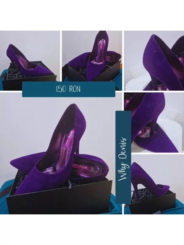 Pantofi cu toc înalt WHY DENIS EU 37 | Mov, Piele naturală - Image 3
