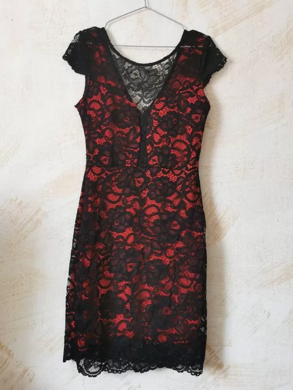 Rochie de seară EU 38 | Roșu, Mini, Mânecă scurtă, Poliester - Image 5