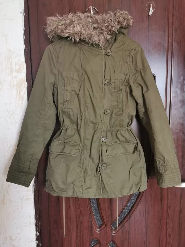 Geacă parka H&M XS | Khaki, Cu glugă detașabilă - Image 2