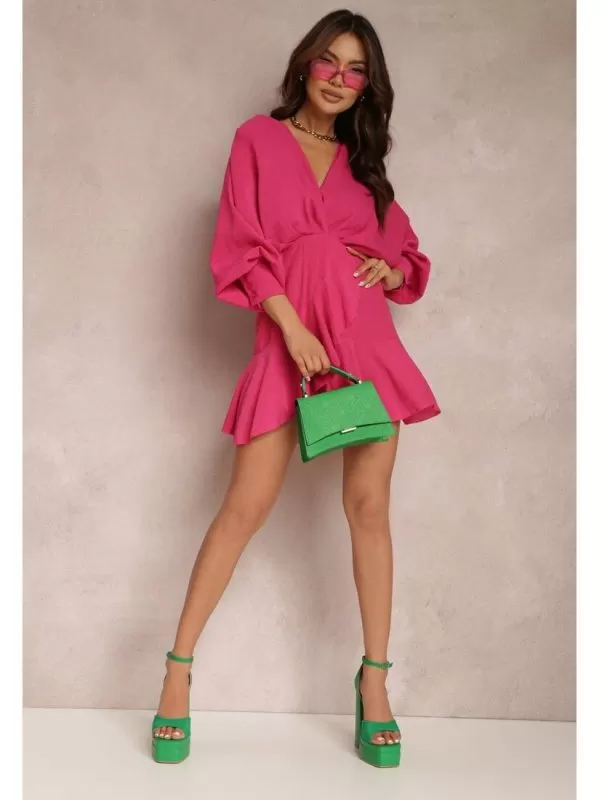 Rochie casual BORN2BE EU 38 | Roz, Mini, Vâscoză - Image 2