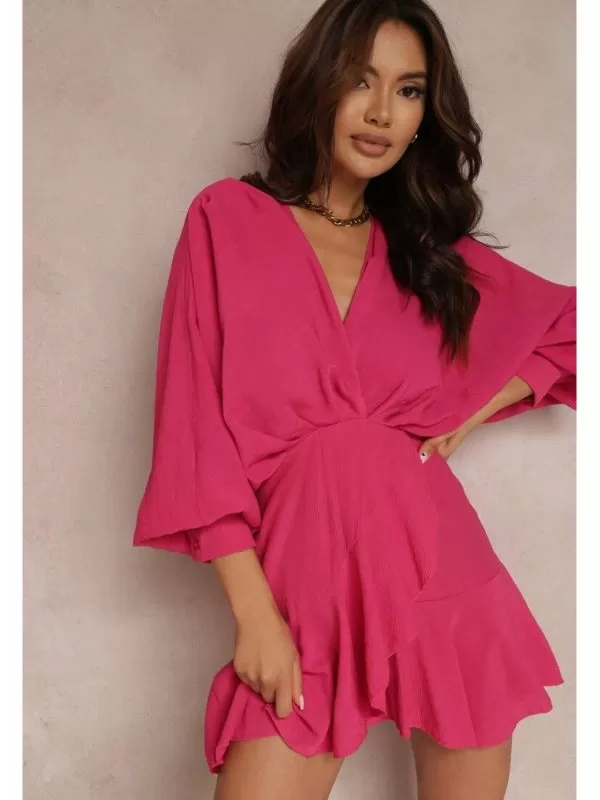 Rochie casual BORN2BE EU 38 | Roz, Mini, Vâscoză - Image 3
