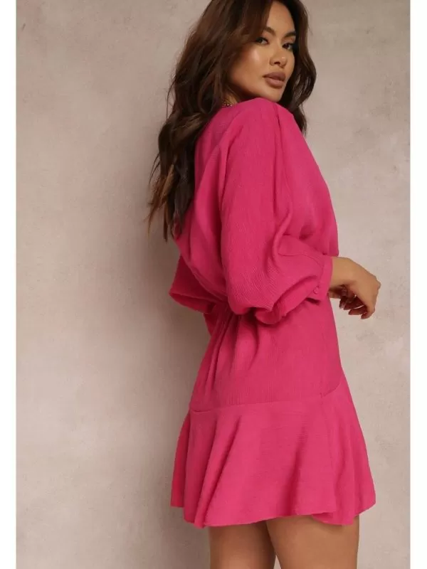 Rochie casual BORN2BE EU 38 | Roz, Mini, Vâscoză - Image 4
