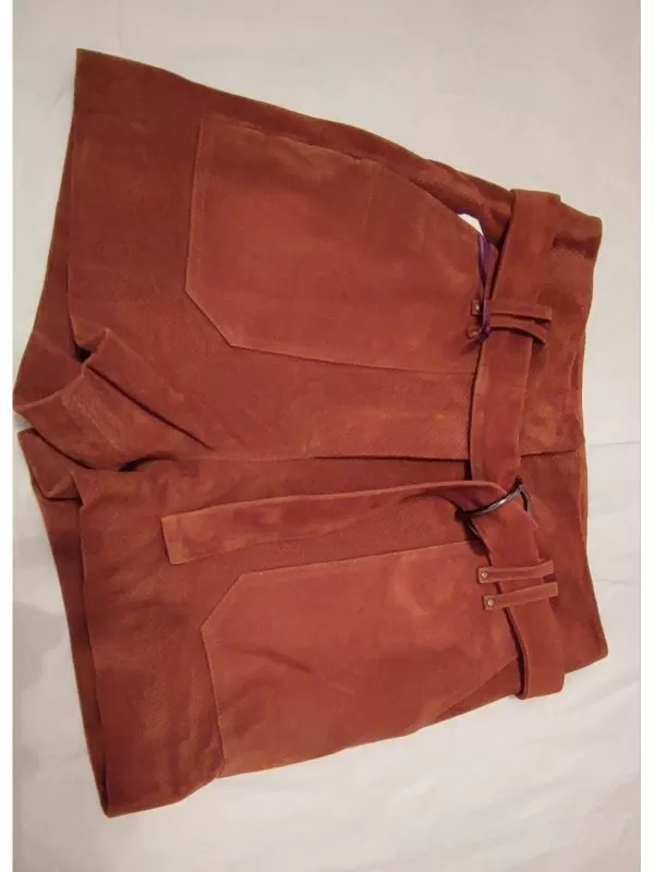 Pantaloni WHITE LABELED EU 36 | Maro, Lungi, Piele naturală - Image 4