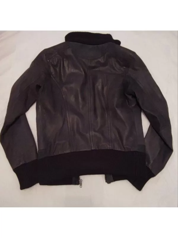 Geacă din piele Bershka EU 34 | Negru, Fără glugă, Piele naturală - Image 4